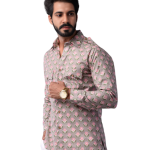 Men's Sanganeri Thunder Grey Hunting Styled Printed Shirt | Refined Outdoor Wear